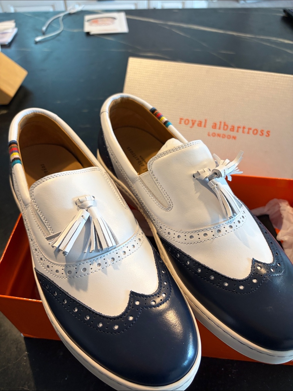 Royal Albartross Women’s White & Navy Tassel Slip-On Golf/ Athletic Shoes